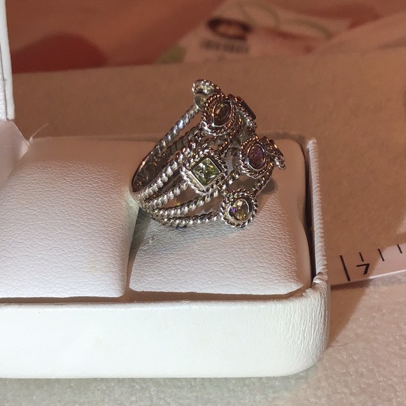 COLORED STONES ESPO RING IN 925 STERLING SILVER - Picture 3 of 9